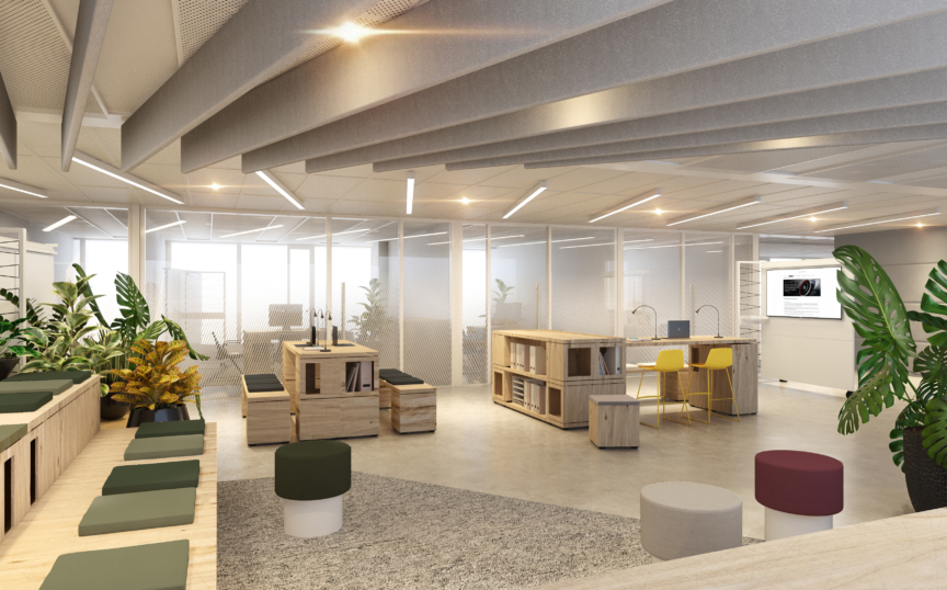 Espaces de travail modernes conçus par ARCH.DESIGN, reflétant la certification ISO 9001 qualité et ISO 14001 environnement