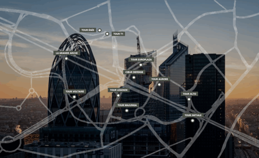 Carte des projets arch.design sur la Défense