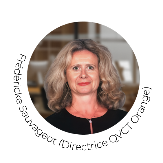 Frédéricke Sauvageot, Directrice de la QVCT du Domaine Immobilier et des Espaces de travail chez Orange Photographie de Frédéricke Sauvageot au Lunch&Learn épidode 18 de notre ARCH.TALKS